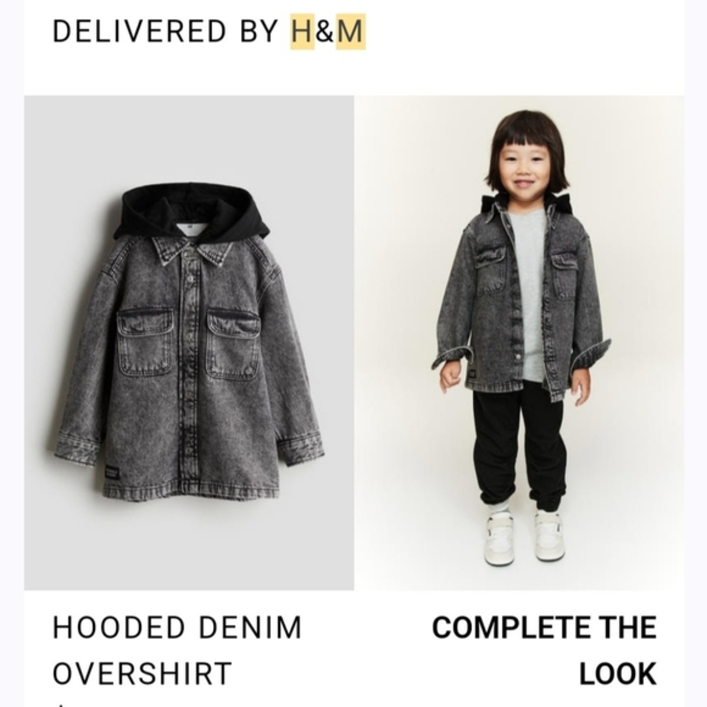 H&M Super cute Hooded Denim Overshirt for US 4-6 Yr Old
